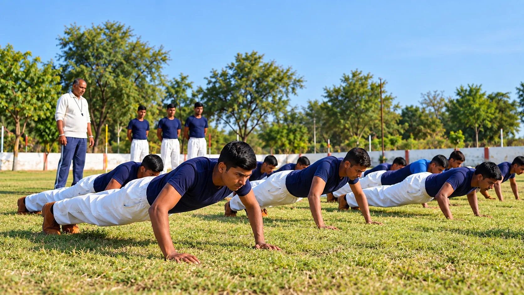 Trainees taking part in physical training